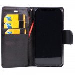 Wholesale iPhone XS / X Crystal Flip Leather Wallet Case with Strap (Perfume Black)